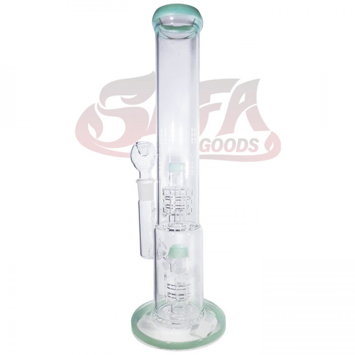 14 Inch Water Pipes - Straight Tube Double Showerhead Percolator